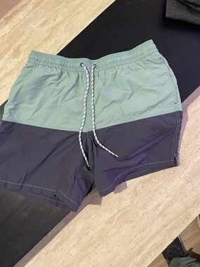 Goodfellow & Co Seafoam Green and Navy Colorblock Swim Trunks
